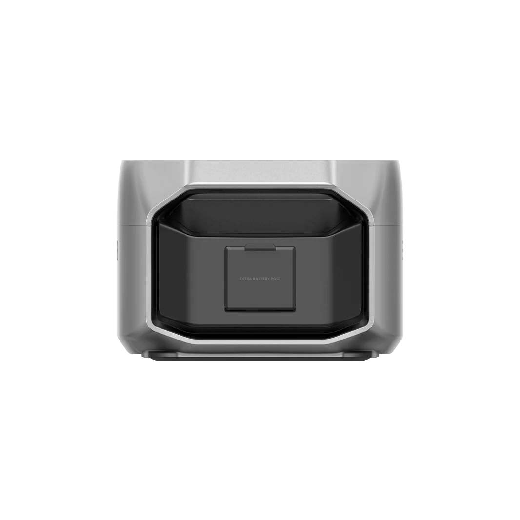 Back side of the EcoFlow Smart Extra Battery labeled “Smart Extra Battery,” with a curved latch design, with transparent background.