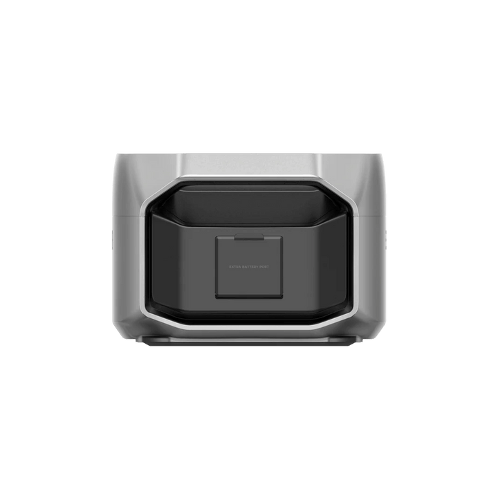 Back side of the EcoFlow Smart Extra Battery labeled “Smart Extra Battery,” with a curved latch design, with transparent background.