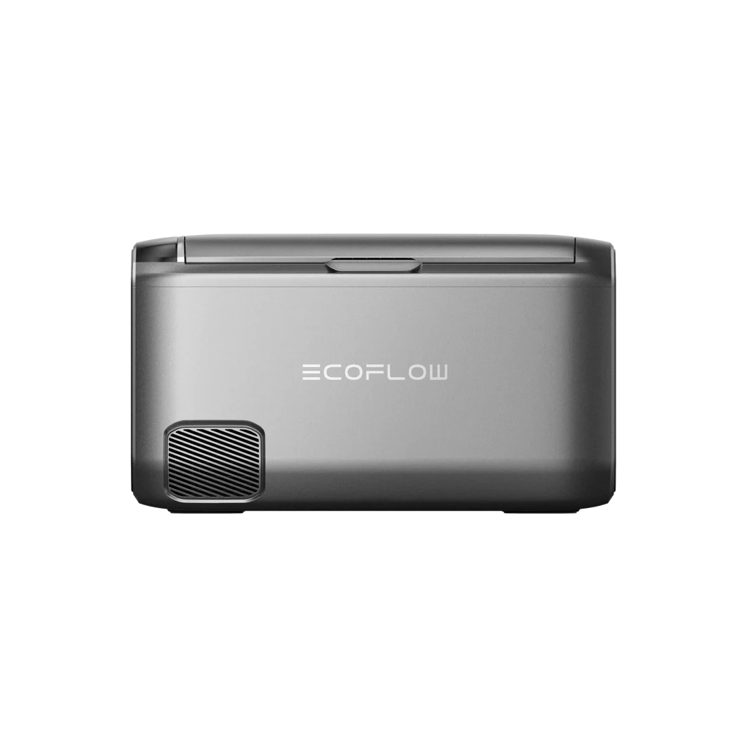 EcoFlow Glacier Classic portable fridge freezer side view with logo on a transparent background.