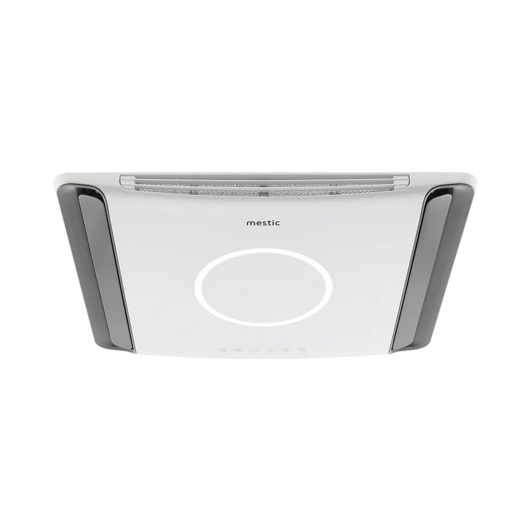 Mestic rooftop air conditioner interior ceiling panel with LED ring on a transparent background.