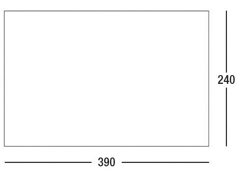 Floor plan diagram of the SunnCamp Swift Air 390 SC awning showing a rectangular layout measuring 390 cm wide by 240 cm deep on a white background.