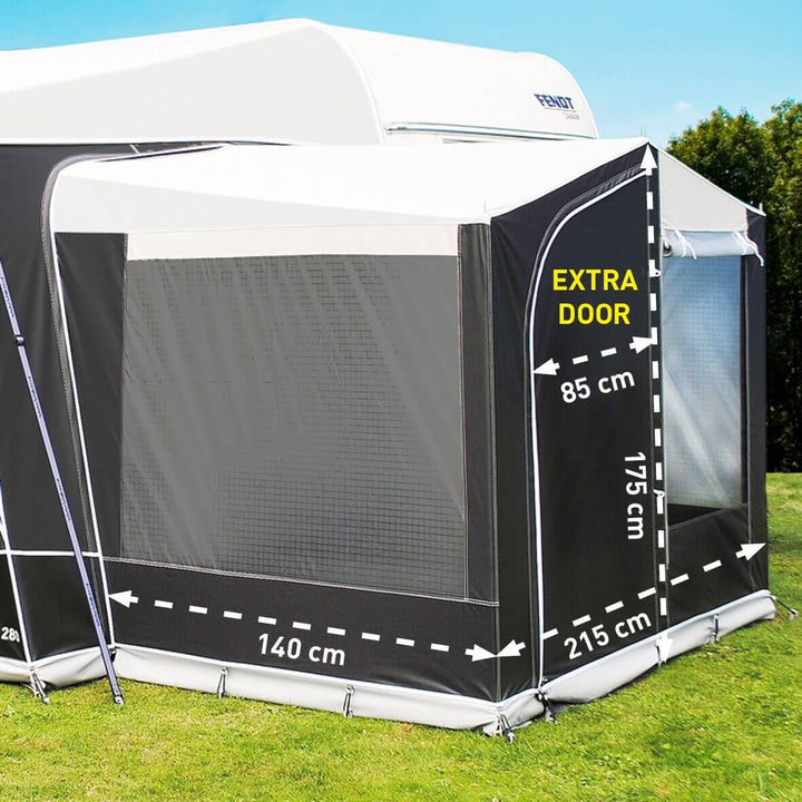 Walker Hobby Beachy Awning side panel with extra door and measurements labeled 85 cm by 175 cm by 215 cm.